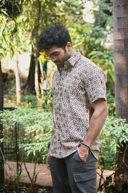 Brown Sanganeri Block Printed Shirt