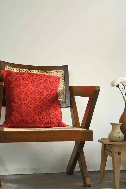 Red Applique Cushion Cover