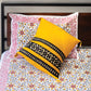 Yellow and Maroon hand block printed bedsheet