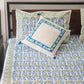 Blue and green hand block printed bedsheet