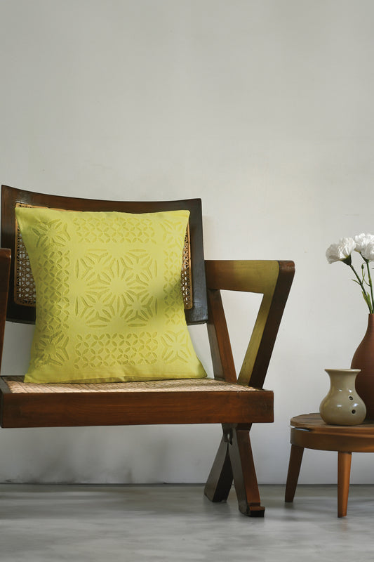 Yellow Applique Cushion Cover