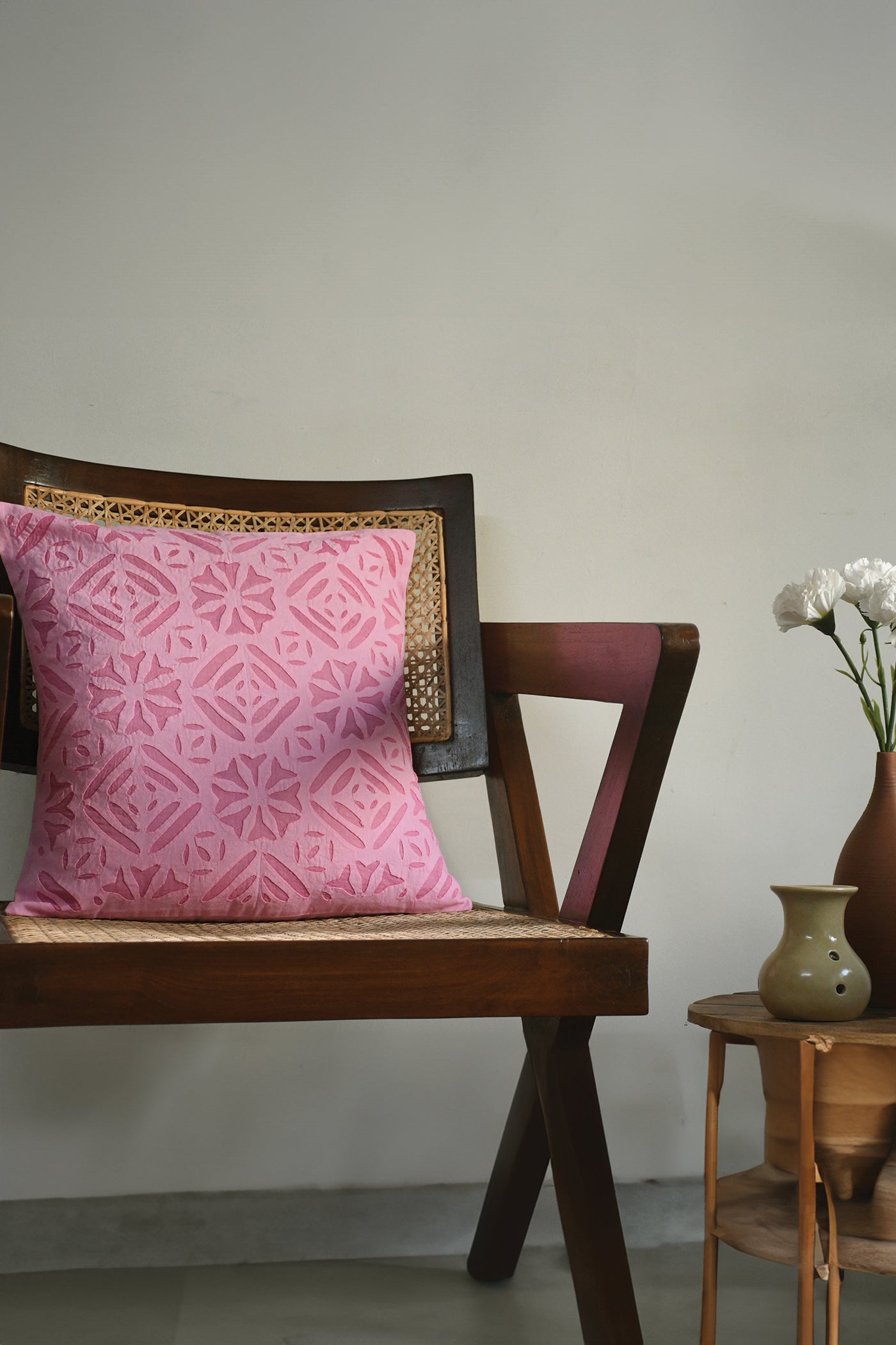 Pink Applique Cushion Cover