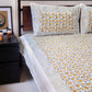 Yellow and Green hand block printed bedsheet