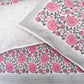 Pink and Grey hand block printed bedsheet