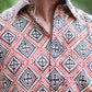 Red and Black Geometric Block Printed Shirt