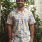 Yellow and Blue Block Printed Shirt