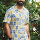 Yellow and Blue Block Printed Shirt