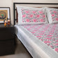 Pink and Grey hand block printed bedsheet