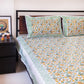 Yellow Floral hand block printed bedsheet