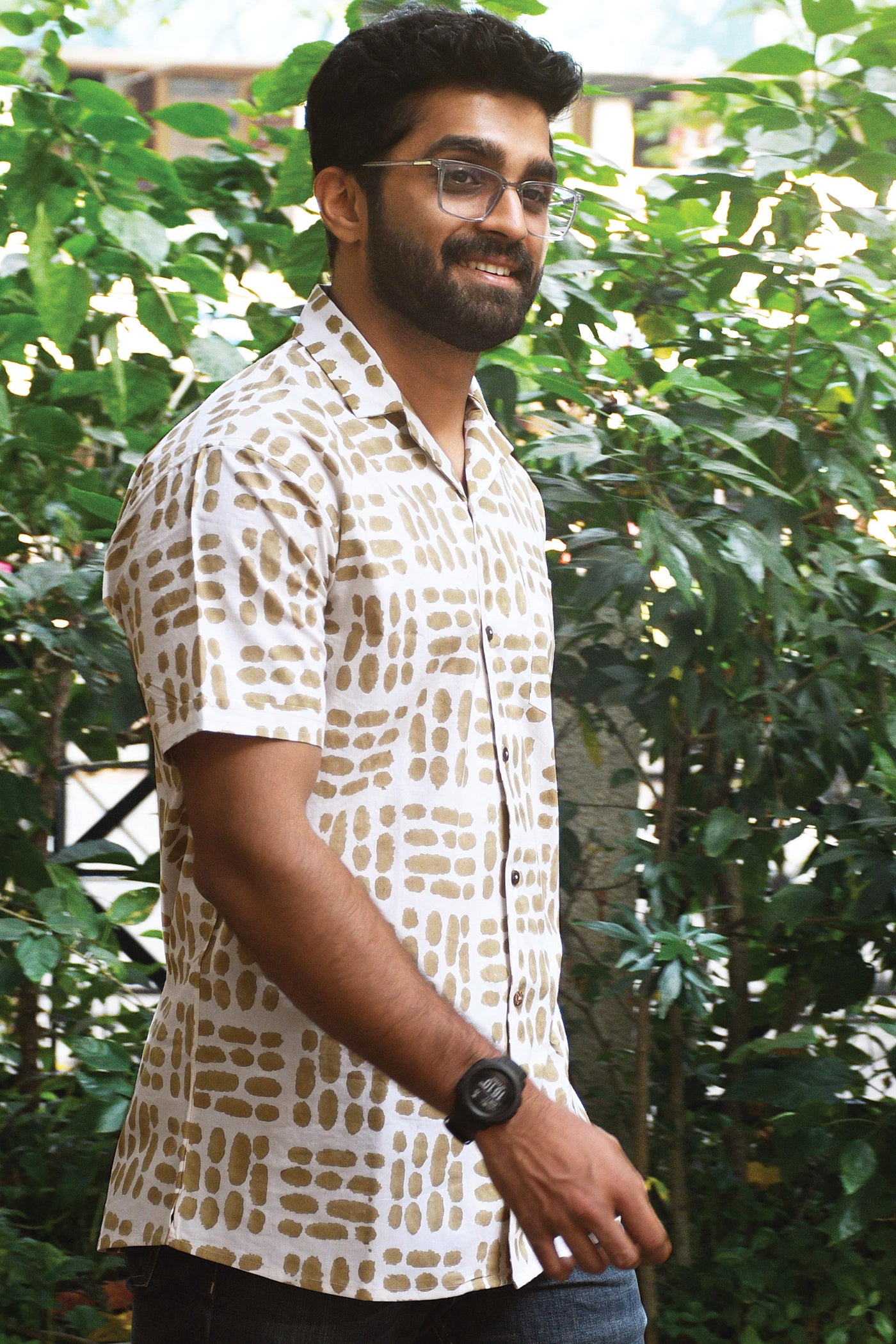 Geometric Brown Block Printed Shirt