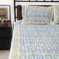 Blue and green hand block printed bedsheet