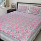 Pink and Grey hand block printed bedsheet