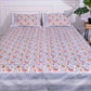 Peach and Grey Floral Block Printed Bedsheet