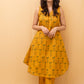 Ochre Green Geometric Block Printed Long Kurti Set