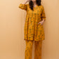 Ochre Green Geometric Block Printed Short Kurti