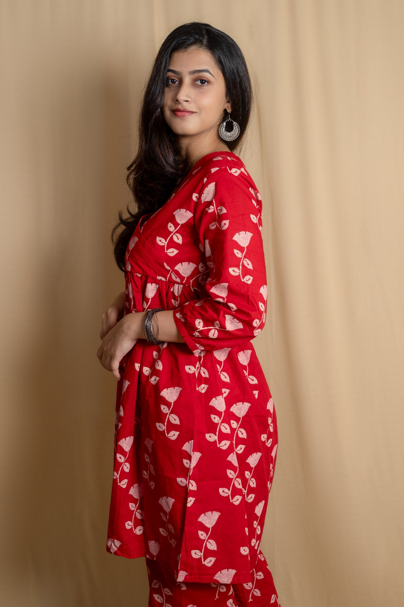 Red Tulip Block Printed Short Kurti