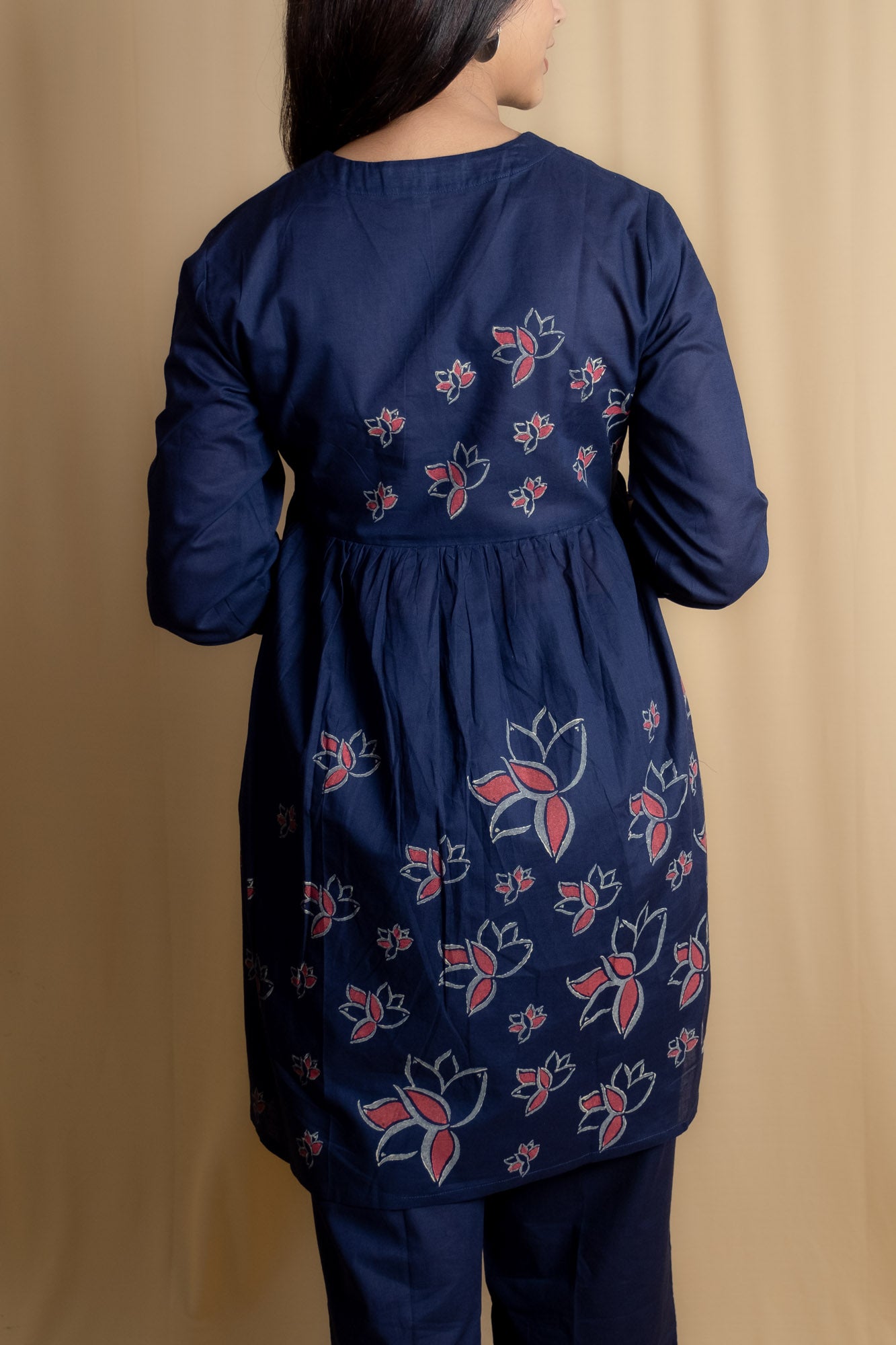 Blue Lotus Block Printed Short Kurti