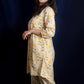 Beige Tulip Block Printed Short Kurti