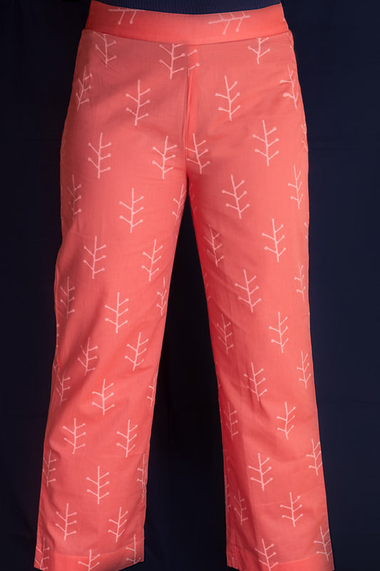 Peach Geometric Block Printed Pants