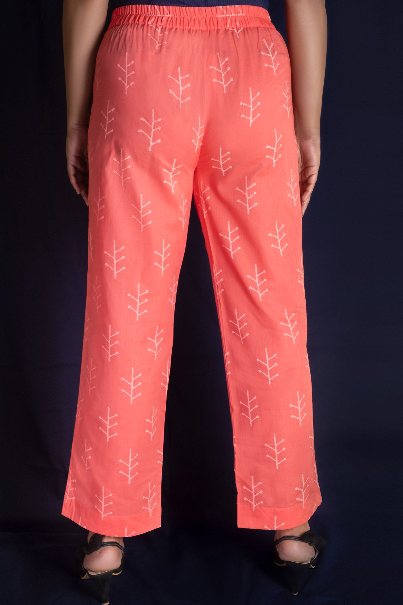 Peach Geometric Block Printed Pants