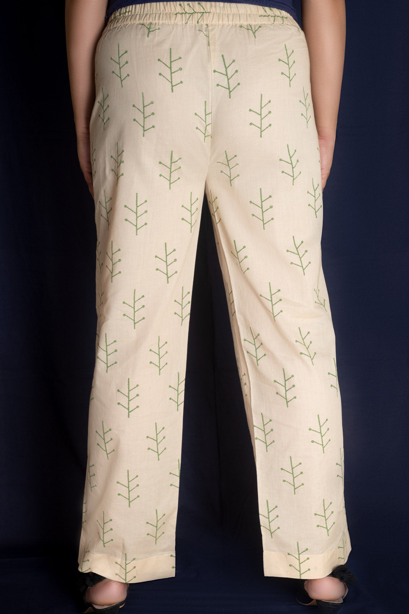 Beige Geometric Block Printed Pants