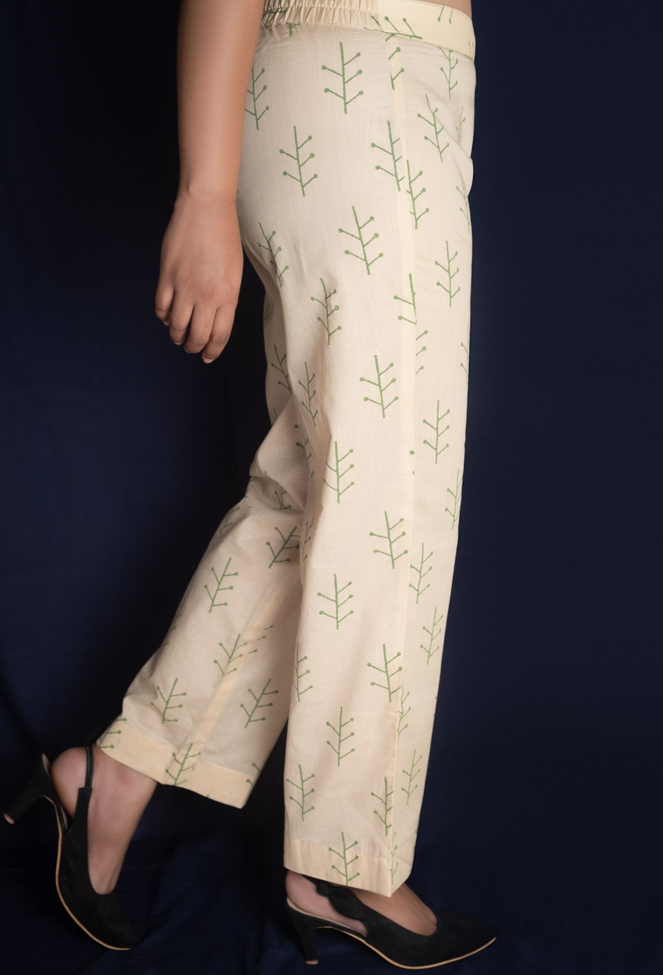 Beige Geometric Block Printed Long Kurti Set