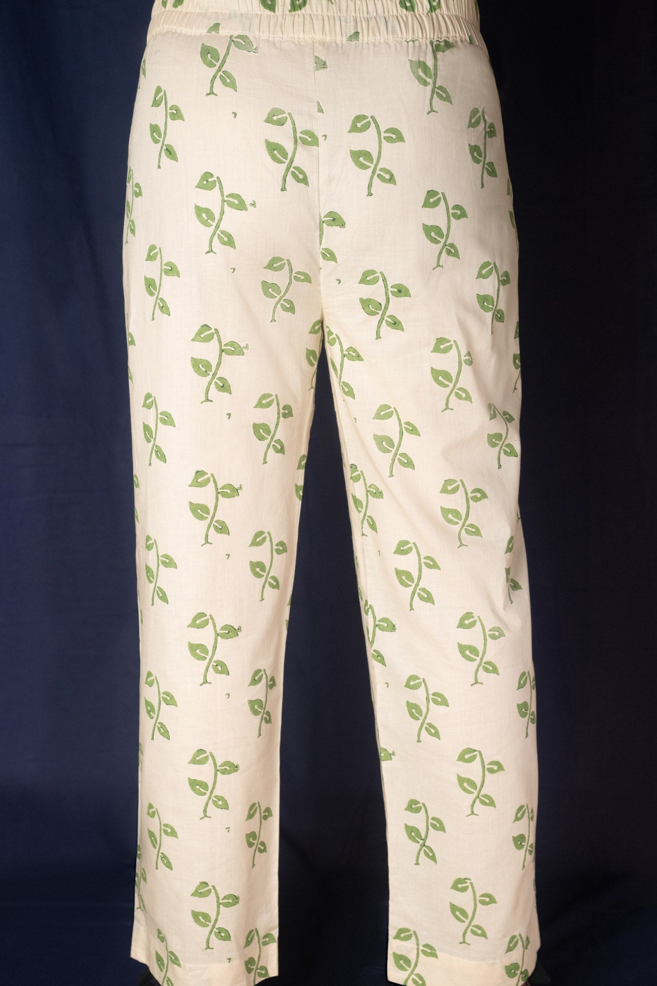 Beige Tulip Block Printed Pants