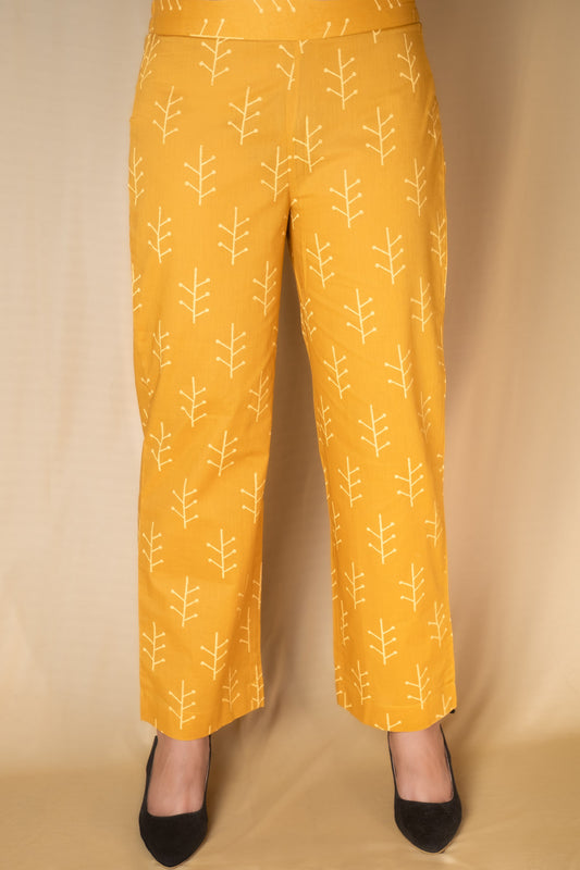 Ochre Geometric Block Printed Pants