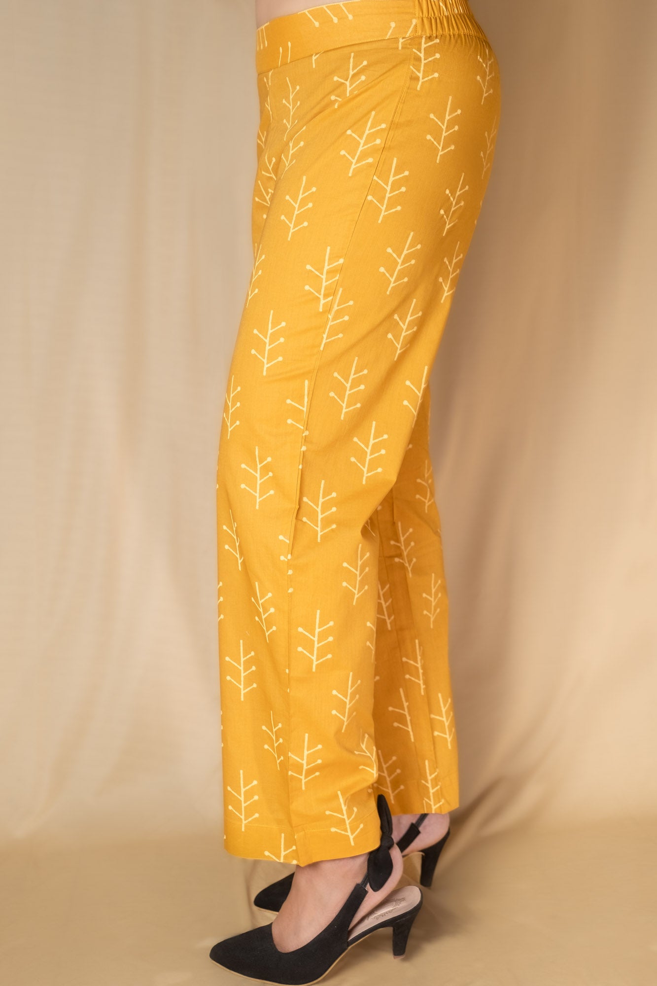 Ochre Geometric Block Printed Kurti Set