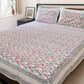 Red floral hand block printed bedsheet