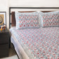 Red floral hand block printed bedsheet