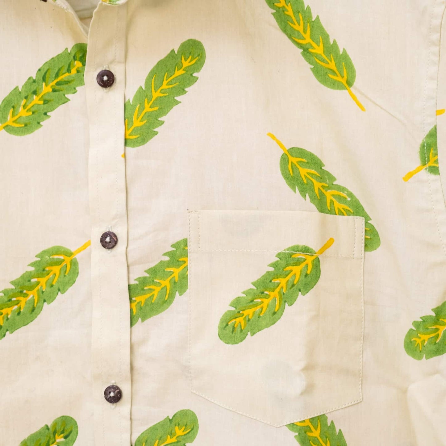 Green Tropical Block Printed Shirt