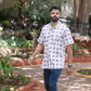 White and Maroon Block Printed Shirt