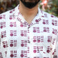 White and Maroon Block Printed Shirt