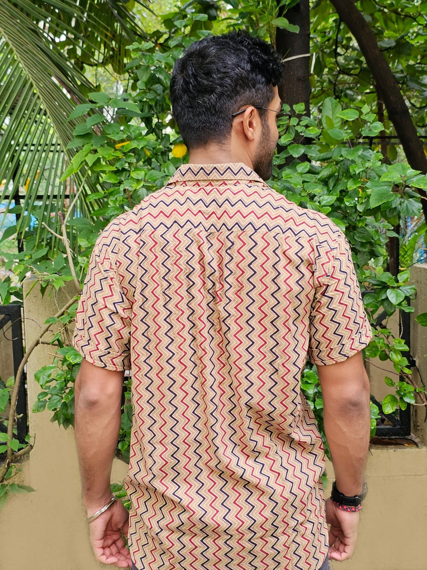 Beige Block Printed Shirt